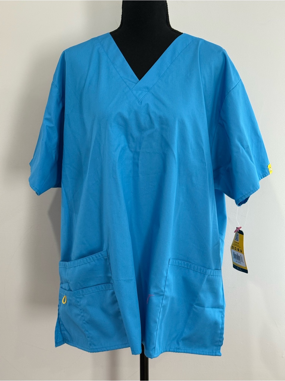 New WomderWink 2XL Men's Medical Scrub Top in Bright Turquoise Blue 606